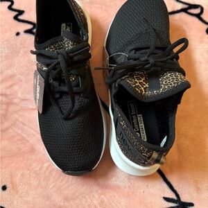 Black and Leopard Print Sneakers